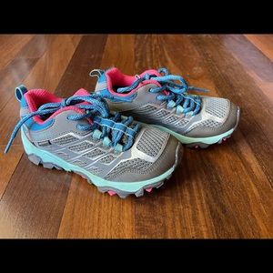 Merrell kids waterproof hiking tennis shoes.